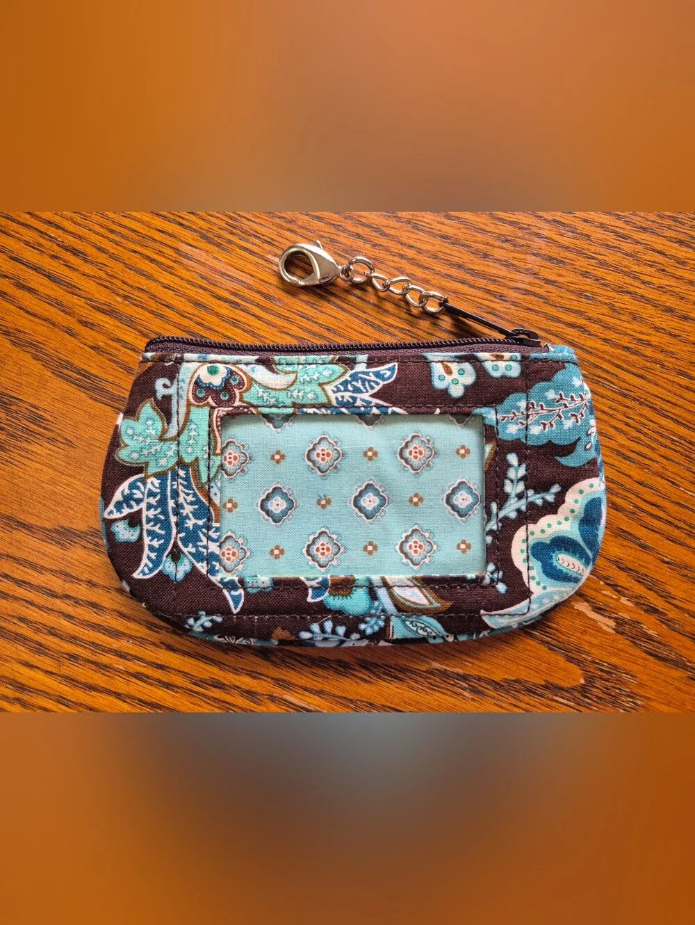 Vera Bradley Java Blue Molly Shoulder Bag With Matching Card Holder Wallet
